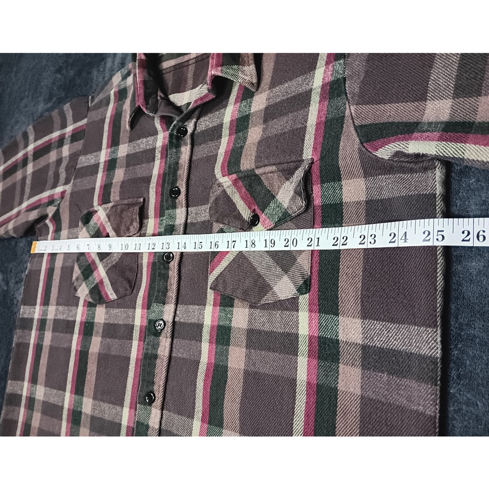 Vintage 80s 90s Winter Run Men’s XL Shirt Plaid Flannel Button Up Brown USA - Picture 7 of 8